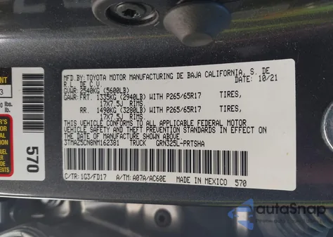 2022 Toyota Tacoma Trd Sport из США, поврежденный, VIN 3TMAZ5CN8NM162381